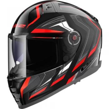 LS2 FF811 Vector II Alizer Casco Integral Moto Negro-Rojo 3XL