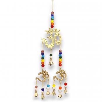 Gold-Plated Brass Om Chimes with Chakra Beads