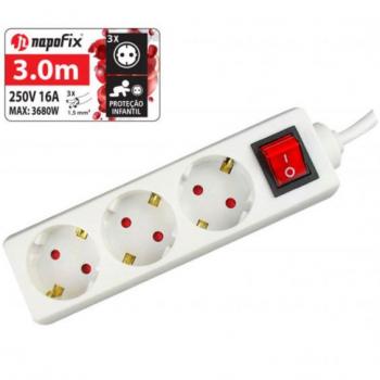 Tomada Elétrica 3T 3M Branca 3680W 16A 250V