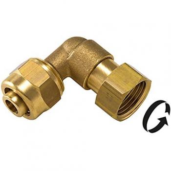 Connexion coudée 90° à compression en laiton F 15 x 21 pour tubes PER
