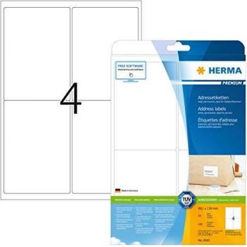 HERMA Premium A4 White Matte Address Labels 100 Pack – 99.1 × 139 mm