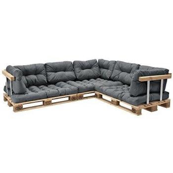 11‑teiliger Palettenkissen‑Kombi – hellgrau, passend zum Paletten‑Sofa (Indoor/Outdoor)