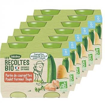 Petits Pots Bio Blédina Courgettes Poulet Fermier Thym 6 Mois 2x200g