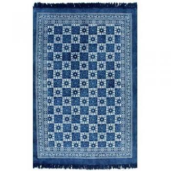 VidaXL Tappeto in cotone con design 120 x 180 cm blu