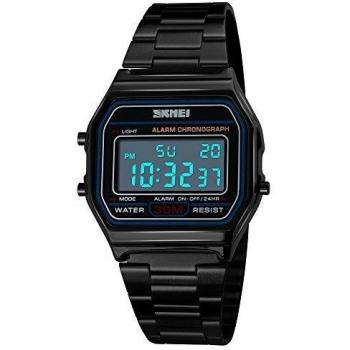 TONSHEN Montre Homme Femme Digitale Alarme Chronomètre Noir