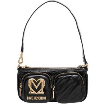 Love Moschino Black City Shoulder Bag with Zip Closure