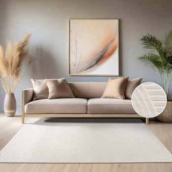 Tapis Poils Ras Crème Uni – 60×100 cm