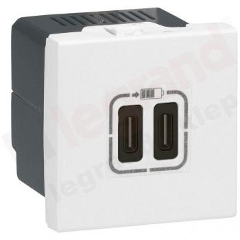 Chargeur mural Legrand 2 USB Type-C 3A blanc
