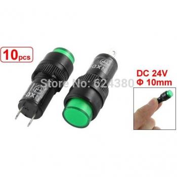 Neón Verde 24 V DC 10 mm – Luz Piloto Redonda NXD‑211