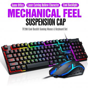 Tf200 RGB Backlit Ergonomic Mechanical Gaming Keyboard and Mouse Kit