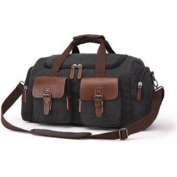 MARKROYAL Männer Handtasche aus Leder und Leinwand