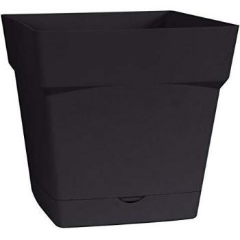 EDA Pot Carré Toscane 24,8x24,4 cm avec Réserve d'Eau 10,2L Gris Anthracite