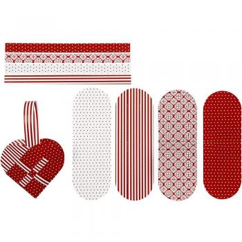 Woven Christmas Hearts, 14.5x10 cm, 120 g, Red and White, 8 Pack