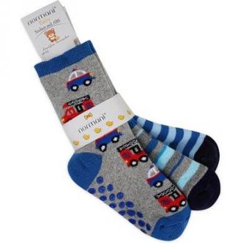 Kinder Socke Normani 3‑Pack ABS‑Design – Blau, Rot, Schwarz, Grau