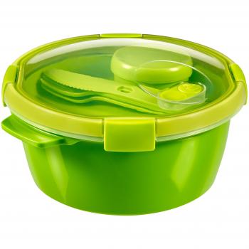 Curver Boîte à Lunch avec Couverts et Soucoupe 1,6L Ronde Smart to Go Dia.22H11cm