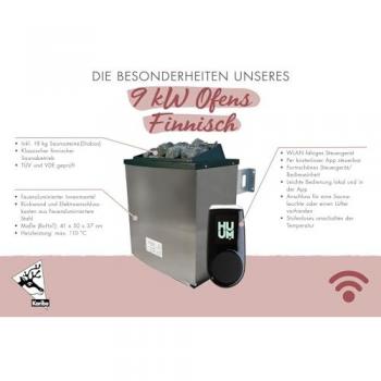 Karibu Saunaofen Set 9 kW finnisch mit App Steuerung