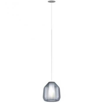 Sospensione Moderna Vetro Blu Double Skin, Accento Metallo Cromo – 1F E27