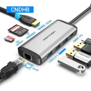 TIONS PowerDock USB‑C: 3,0‑USB, HDMI, VGA & 60 W PD – 3‑Hafen Hub