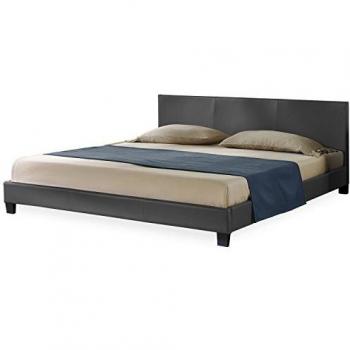 Lit Double Rembourré Moderne 180 x 200 cm Gris Foncé