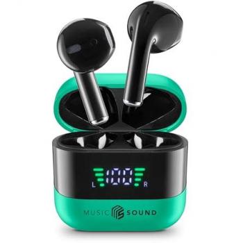 Cuffie In Ear Bluetooth Verde con custodia