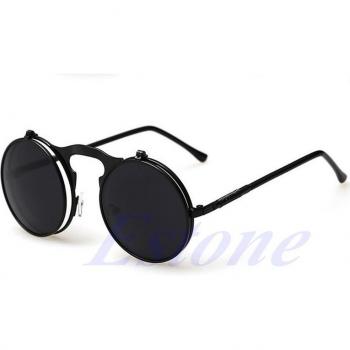 Retro Round Metal Frame Flip Up Sunglasses for Men and Women L4ME
