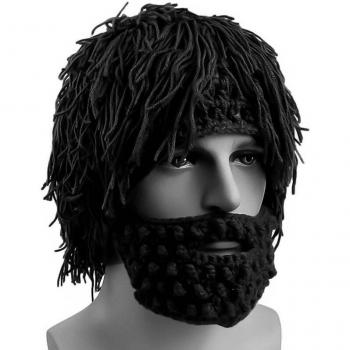 Unisex Mustache Winter Festival Crochet Cap