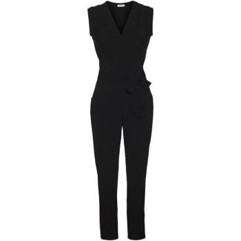Bügelfreier Overall für Damen mit Bindegürtel, Schwarz, Gr. 36