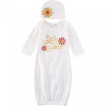 Citgeett Newborn Baby Girl Little Sister Take Home Outfit with Gown and Hat