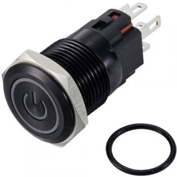 Anodized Aluminium Pushbutton Switch 1x Off/(On)