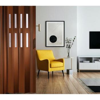 Forte Falttür Schiebetür Nischentür B 88,5 × H 202 cm Mahagoni 2‑Fenster (1 Stück)