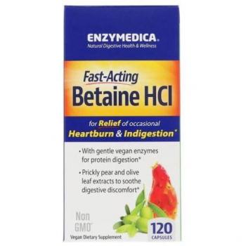 HCL Betaína 120 Cápsulas, Enzymedica
