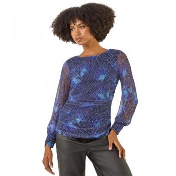 Tunique en Maille Bleue à Studs Brillants