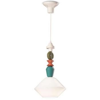 Keramik Glas Pendelleuchte Ecru Retro E27