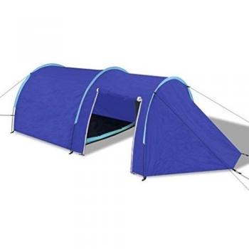 Carpa Vidaxl de 4 plazas para campamento con colores azul marino y azul claro