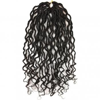 Trenzas Rizadas de Pelo Sintético Antoniah, 18 Pulgadas, 24 Hebras, Cierre de Velcro, Color 1B