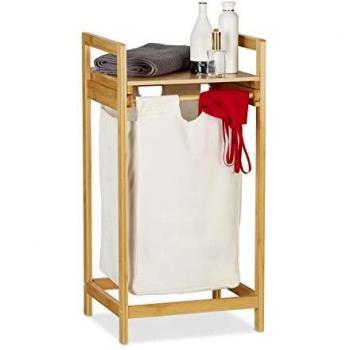 Cesto portátil para ropa sucia Relaxdays, con balda, deslizable, rectangular, 30L, marrón