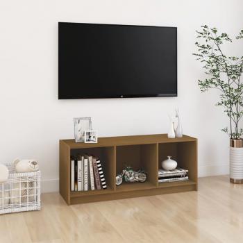 Meuble TV Élégant en Bois Massif Marron Miel