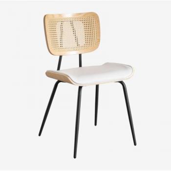 4 Pezzi Sedie da Tavolo in Legno Naturale e Rattan Rayssa Sklum