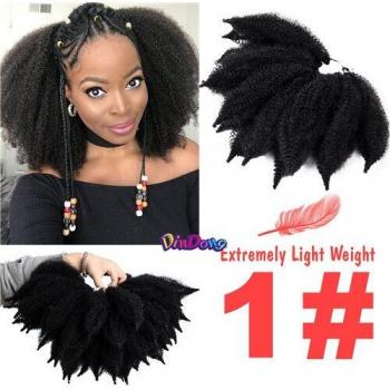 Trenzas de cabello sintético Afro Marly, 8 pulgadas, 14 raíces por pieza, fibra térmica