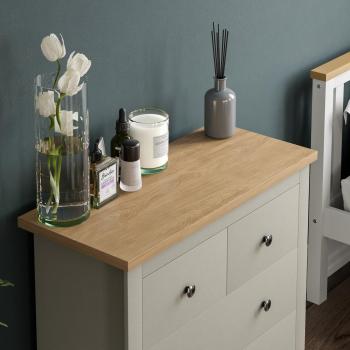 Meuble Chambre Arlington – Commode Shaker Gris/Chêne 4 Tiroirs