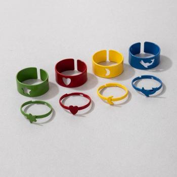 Docona Colorful Couples Charms Rings