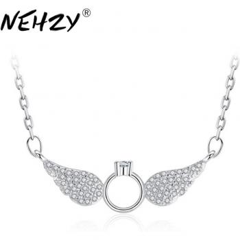 Bijoux en argent avec ailes d'ange pour femme, zircon, 40 + 5CM
