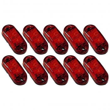 Feu de Marqueur Rouge LED 10X 2,5 pouces – diode ovale pour camions