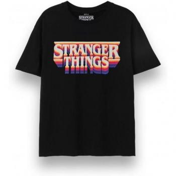 Stranger Things 4 Retro-Logo Shirt für Erwachsene L Schwarz