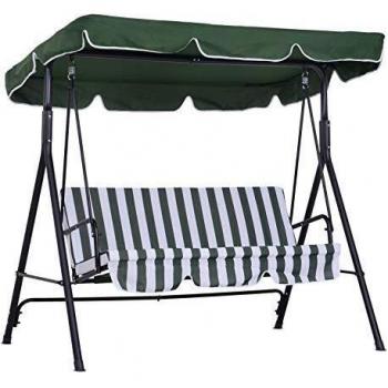 Outsunny Balancelle de Jardin 3 Places Toit Inclinaison Réglable Coussins Assise et Dossier