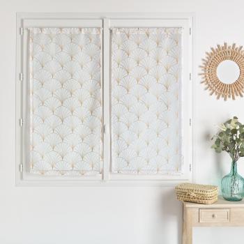 Voilage brodé Art Déco beige 60x120 cm