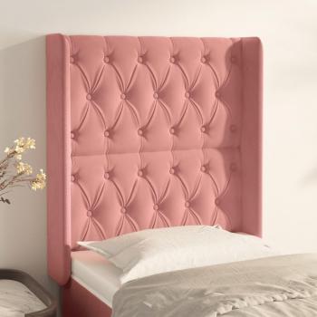 Rosa Kopfteil mit Ohren 83 x 16 x 118/128 cm aus Samt