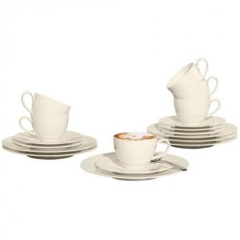 Seltmann Weiden Zoé Fine Diamond 18-teiliges Kaffeeservice für 6 Personen, cremefarben