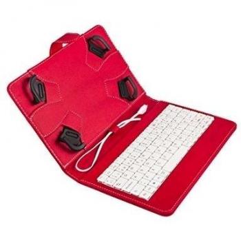 SilverHT Funda Universal con Teclado MicroUSB Roja/Blanca para Tablets de 7