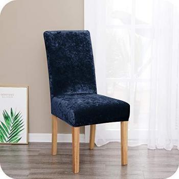 Navy Blue Velvet Elastic Slipcovers for Chairs – Essentials Pair